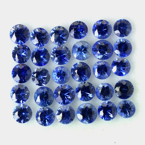 Natural Blue Sapphire Diamond Cut Round Lot 30 pc Ceylon 3.5mm Mother's Day Sale