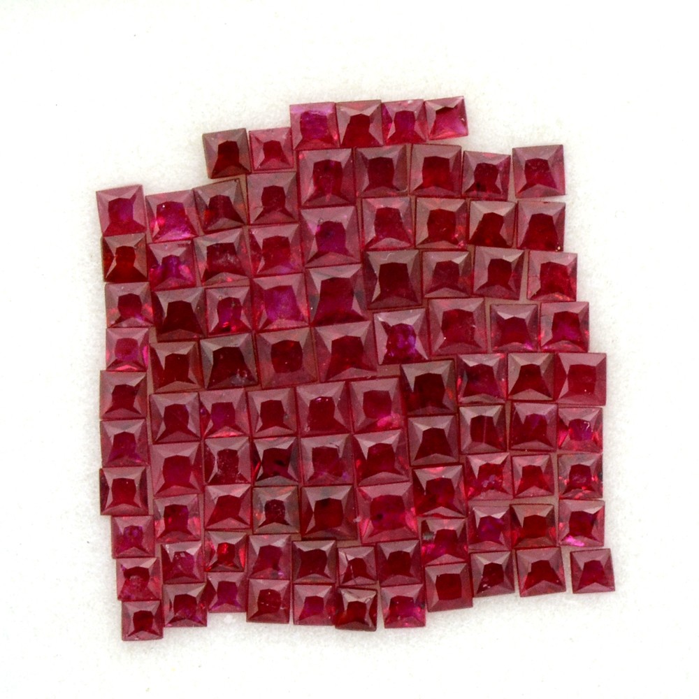 Natural Ruby Princess Cut Square 100 pcs lot 6.12 cts 1.8 upto 2.5 mm Gemstone