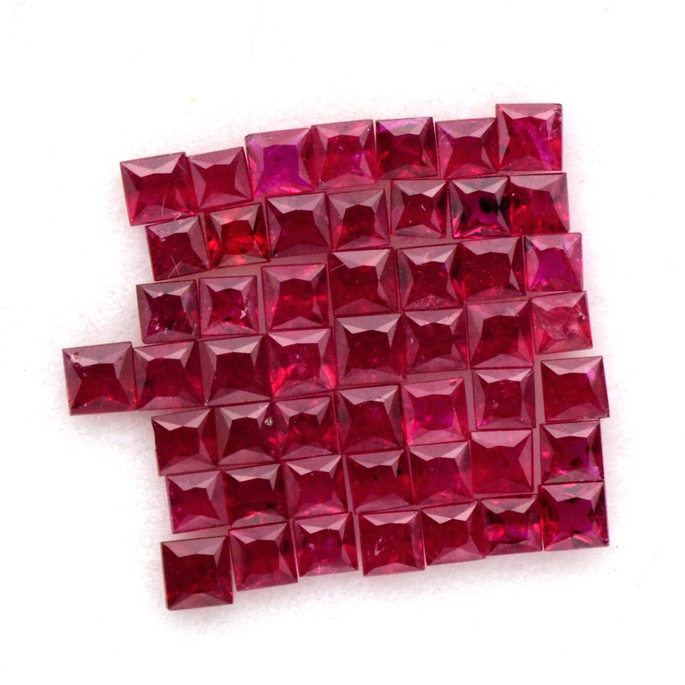 Natural Red Ruby Princess Cut Square 50 pcs lot 5.01 cts 2.5 mm Gemstone Offer