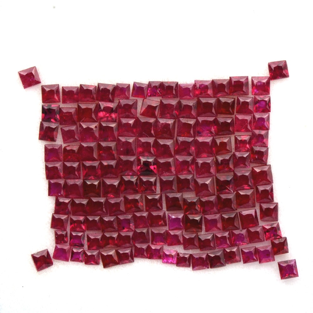 Natural Top Ruby Princess Cut Square 131 pcs lot 7.03 cts 2 upto 2.5 mm Gemstone