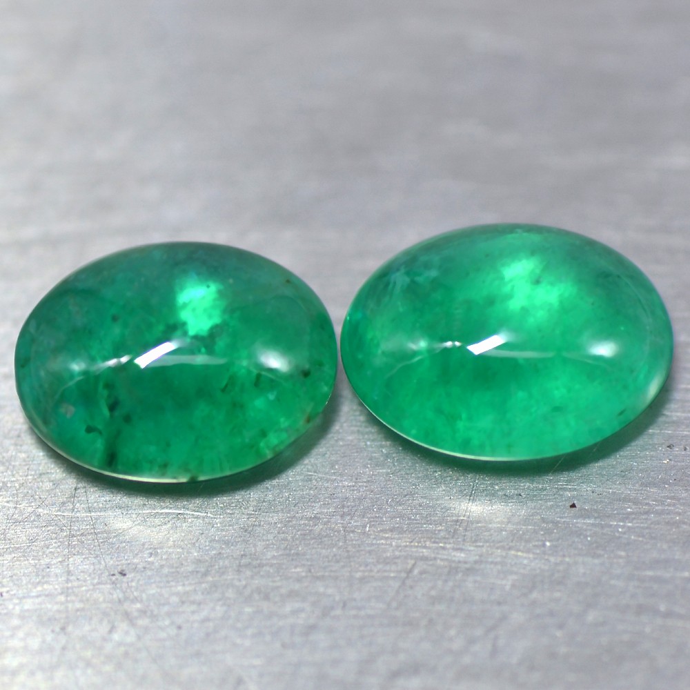 5.85 cts Natural Top Emerald Oval Cabochon Pair 10x8 mm Zambia Gemstone Offer