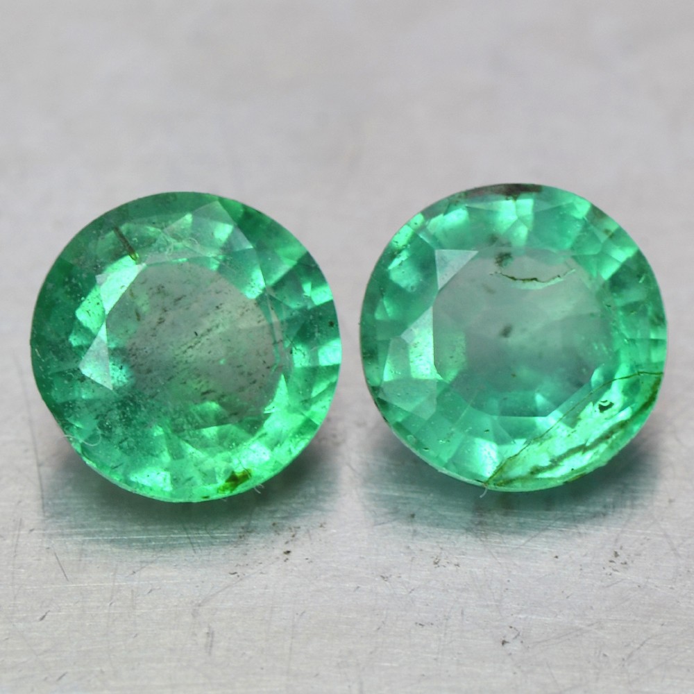 1.33 cts Natural Top Rich Green Emerald Round Cut Pair 5.8 mm Zambia Gemstone