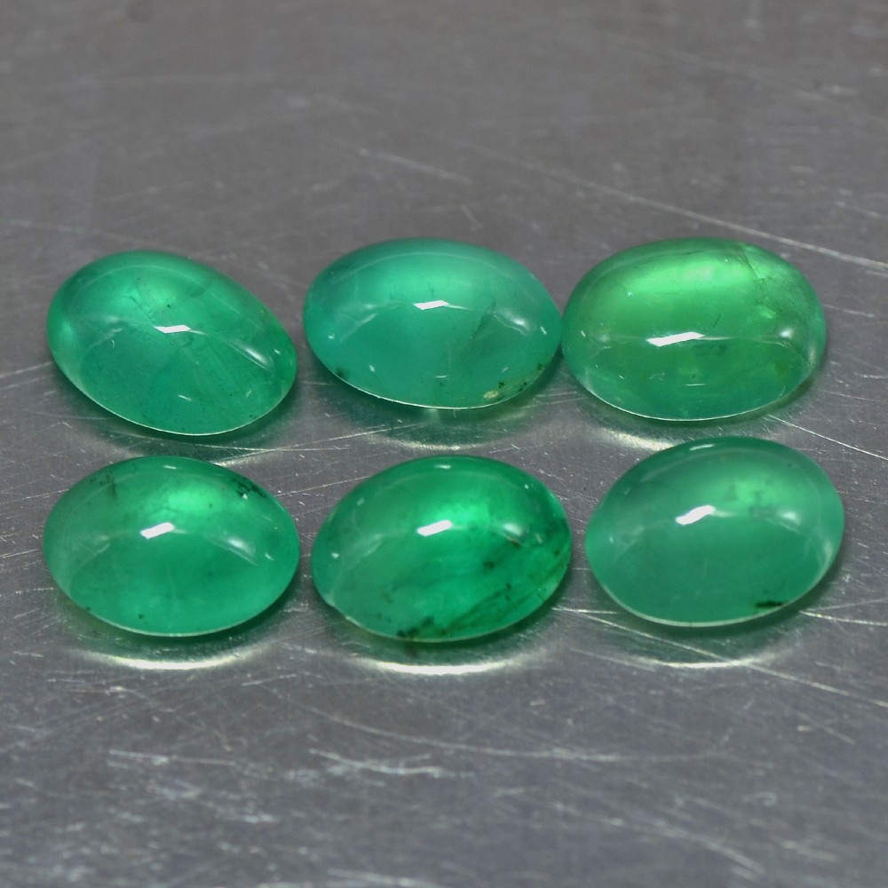 7.09 cts Natural Top Rich Green Emerald Oval Cabochon Lot 8x6 mm Zambia Gemstone