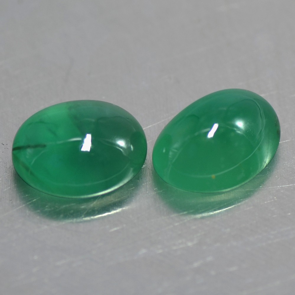 5.73 cts Natural Top Green Emerald Oval Cabochon Pair 10x8 mm Zambia Gemstone