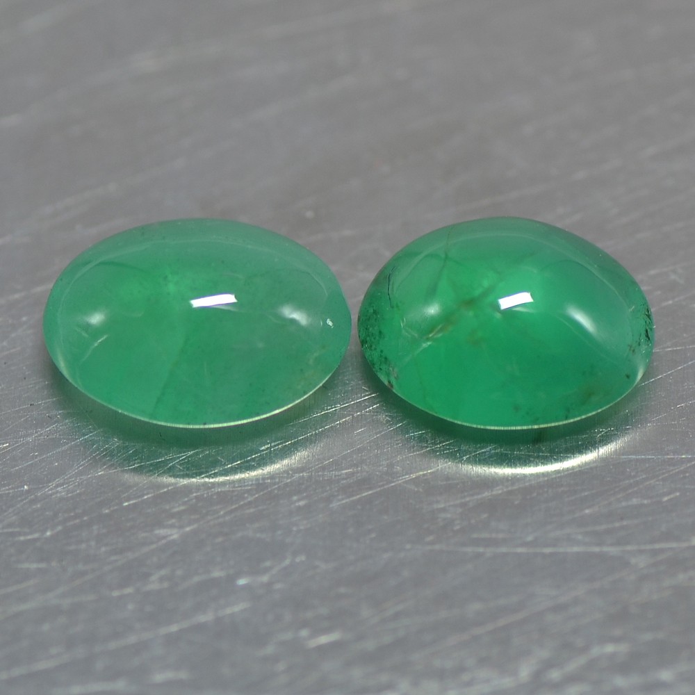 3.45 cts Natural Top Green Emerald Oval Cabochon Pair 9x7x4 mm Zambia Gemstone