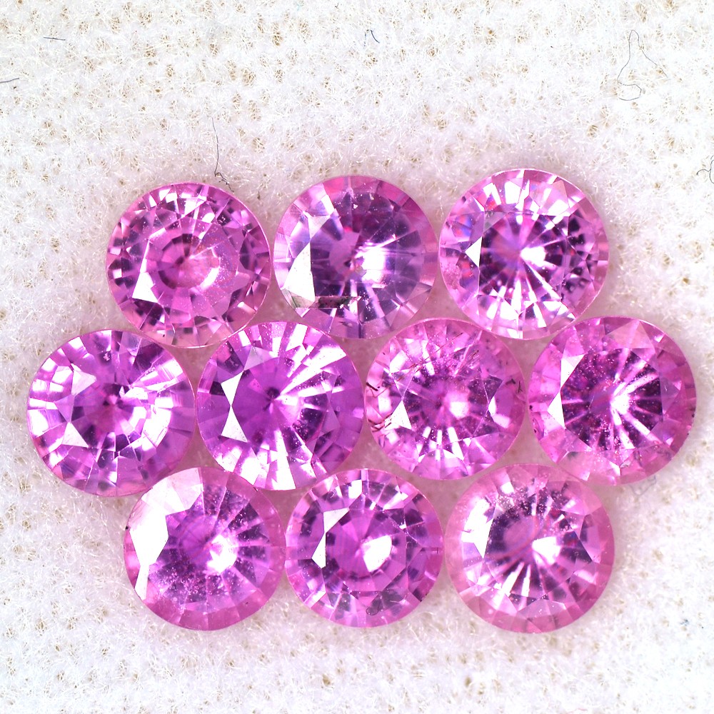 4.44 Cts Natural Top 4.5 mm Pink Sapphire Diamond Cut Round Lot 10 pc Sri Lanka