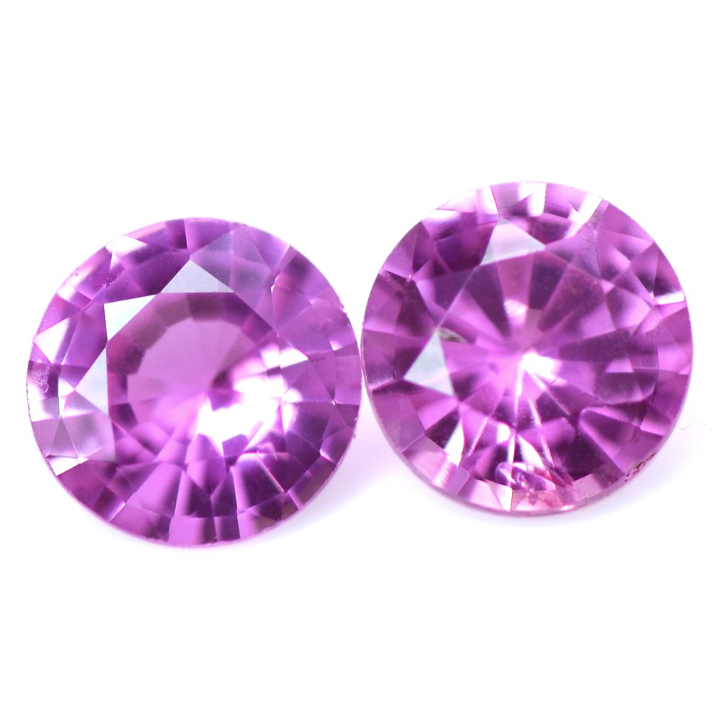 Natural 4.5 mm Pink Sapphire Diamond Cut Round Pair Top Quality 0.75 Cts Ceylon