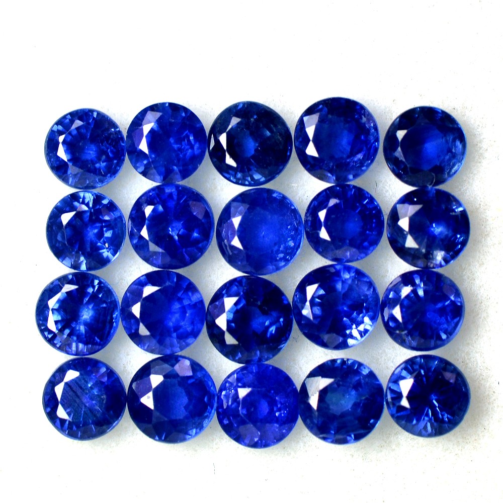 Natural Top Quality 3.5mm Royal Blue Sapphire Round Cut Lot 4.79 Cts 20Pc Ceylon