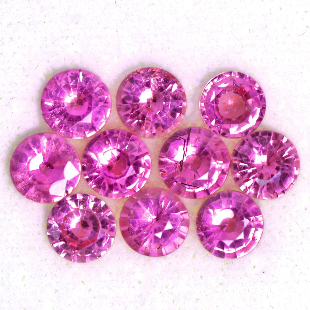 Natural Top 4.5mm Pink Sapphire Diamond Cut Round Lot 4.13 Cts 10 Pc Ceylon Sale