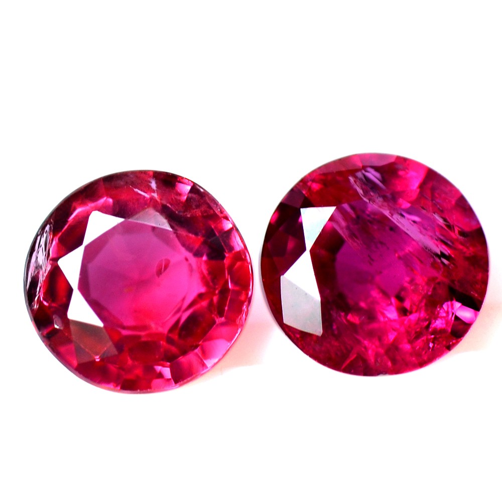 Natural Top Quality 4.3 mm Red Ruby Round Cut Pair 0.68 Cts Burma Gemstone Offer