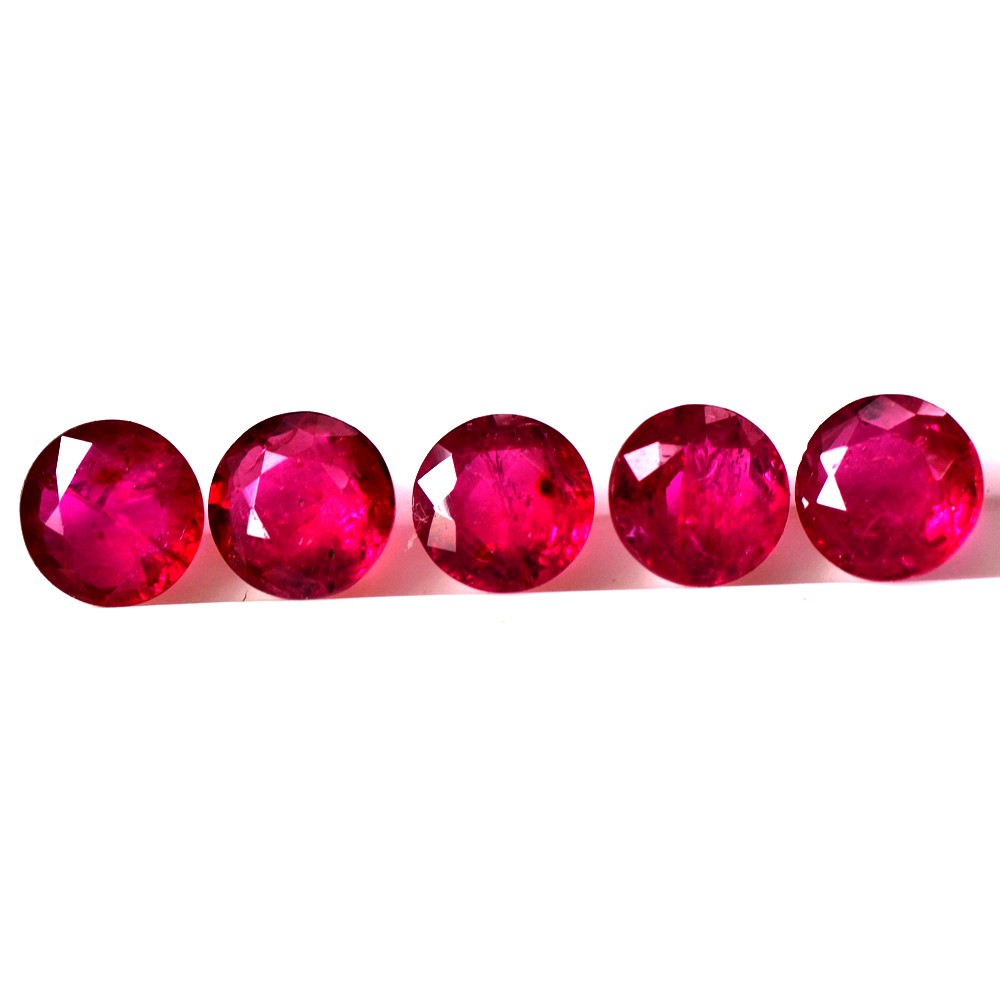 Offer Natural Top 4.5 mm Red Ruby Round Cut Lot 2.07 Cts 5 Pcs Burma Gemstone