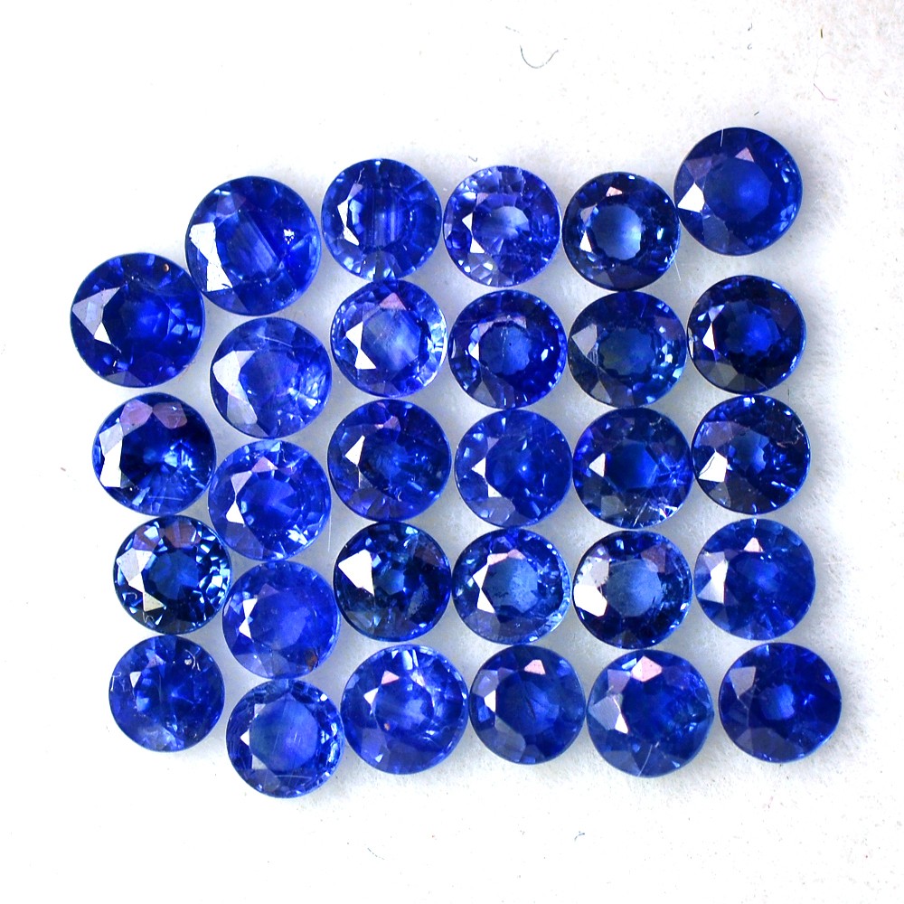 Natural Top 3 mm Blue Sapphire Round Cut Lot 3.84 Cts 30pc Ceylon Gemstone Offer