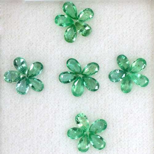 5.05 ct Natural Top Green Emerald Gemstone Pear Cut Lot Zambia Unheated 25 Pcs