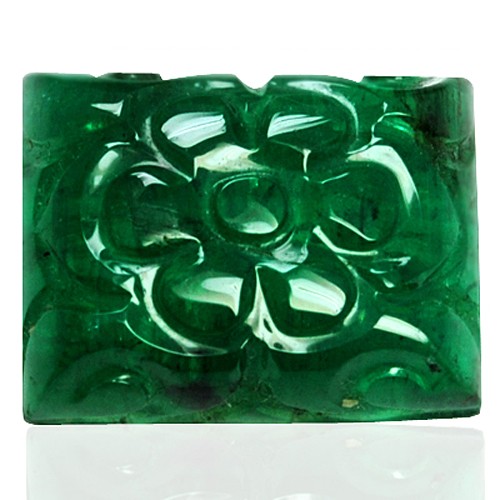 10.17 cts Natural Green Emerald Gemstone Hand Made Carving Zambia Unheated