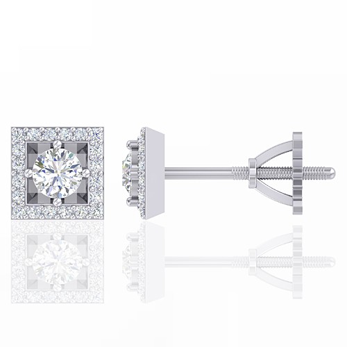 14K White Gold 0.38 cts Diamond Designer Fine Jewelry Women Earrings