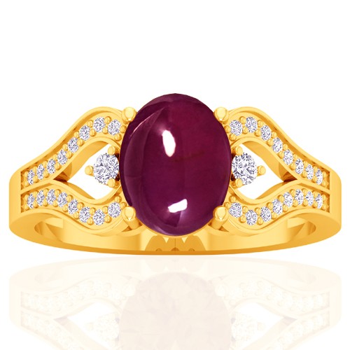 18k Yellow Gold Ruby Unheated Diamond Engagement Women Designer Ring