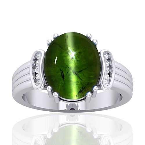 14K White Gold 8.27 cts Tourmaline Gemstone Diamond Women Wedding Designer Fine Jewelry Ring