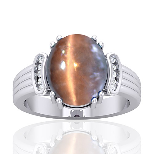 14K White Gold 6.34 cts Tourmaline Stone Diamond Engagement Designer Fine Jewelry Ring