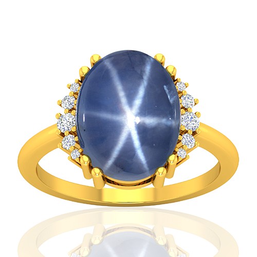 18K Yellow Gold 11.09 cts Sapphire Gemstone Diamond Wedding Designer Fine Jewelry Ring