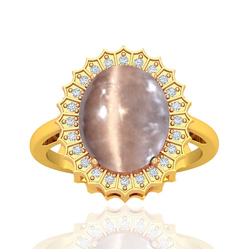 18K Yellow Gold 6.34 cts Tourmaline Stone Round Cut Diamond Cocktail Vintage Engagement Ring