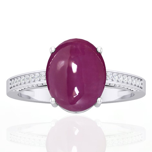 14k White Gold 5.93 cts Ruby Gemstone Diamond Vintage Engagement Fine Jewelry Ring