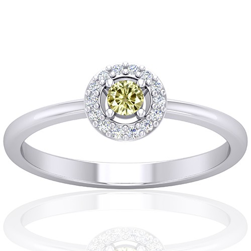 14K White Gold 0.08 cts Diamond main stone Diamond Cocktail Vintage Engagement Women Ring