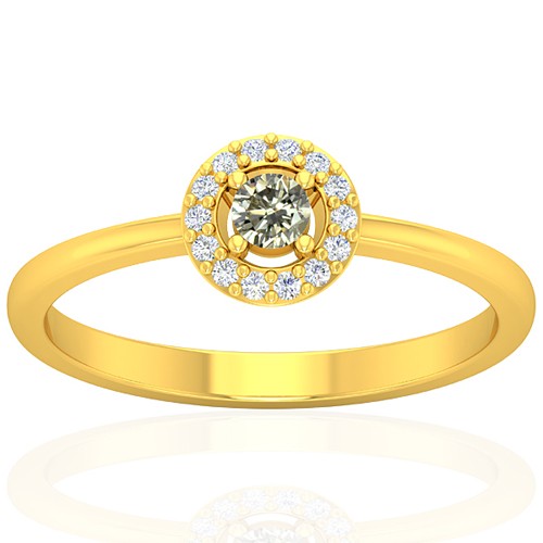 18k Yellow Gold 0.12 cts 3 mm Main Stone Diamond Designer Fine Jewelry Ring