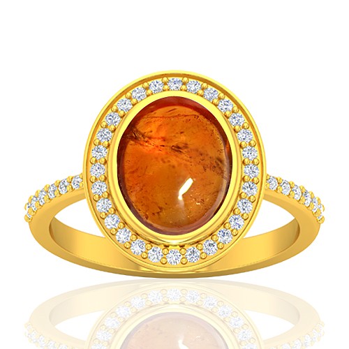 18K Yellow Gold 3.78 cts Rhodolite Garnet Stone Diamond Women Wedding Designer Fine Jewelry Ring