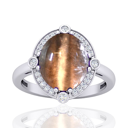 14K White Gold 6.34 cts Tourmaline Stone Diamond Cocktail Engagement Designer Fine Jewelry Ring