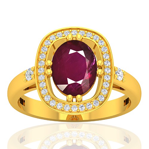 18K Yellow Gold 2.08 cts Ruby Gemstone Diamond Women Wedding Designer Jewelry Ring