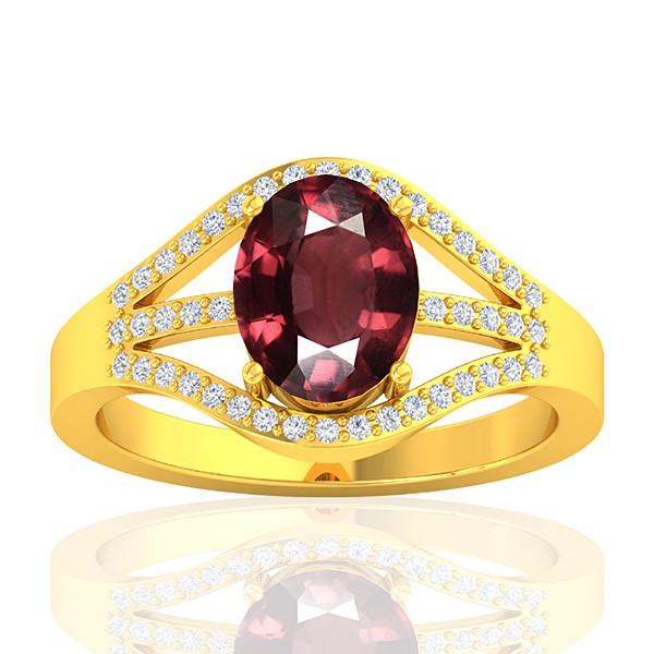 18K Yellow Gold 2.15 cts Rhodolite Garnet Gemstone Diamond Wedding Designer Jewelry Ring