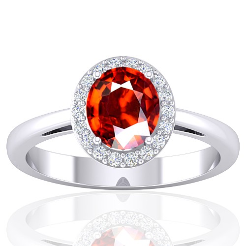 14K White Gold 1.38 cts Rhodolite Garnet Gemstone Diamond Wedding Designer Fine Jewelry Ring