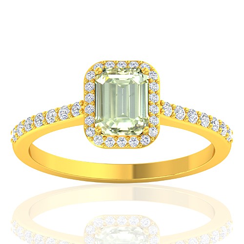 18K Yellow Gold Emerald Cut Shape 1.02 cts Diamond Cocktail Vintage Engagement Ring