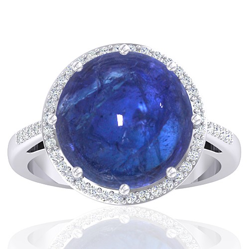 14K White Gold 9.29 cts Tanzanite Stone Diamond Women Wedding Designer Fine Jewelry Ring