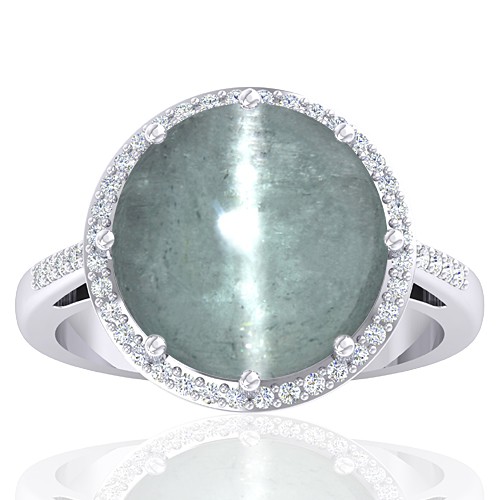 14K White Gold 10.84 cts Tourmaline Gemstone Engagement Women Wedding Fine Jewelry Ring