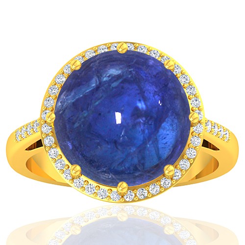 18K Yellow Gold 9.29 cts Tanzanite Stone Diamond Women Wedding Designer Fine Jewelry Ring