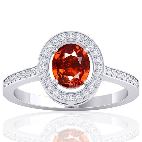 14k White Gold 1.47 cts Rhodolite Garnet Stone Diamond Women Designer Fine Jewelry Ring