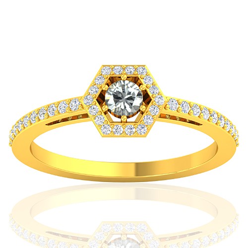 18K Yellow Gold 0.18 cts Diamond Cocktail Vintage Engagement Designer Ring