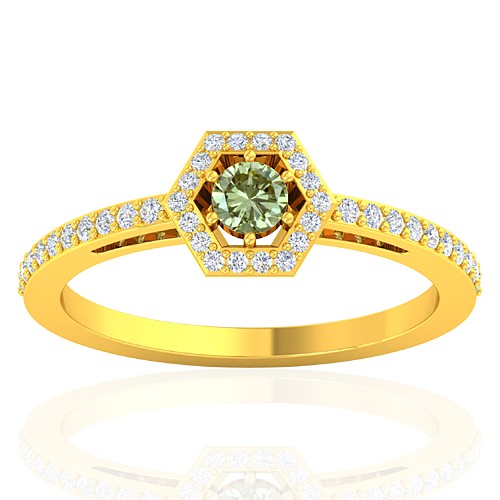18K Yellow Gold 0.15 cts Diamond Cocktail Engagement Fine Jewelry Ring