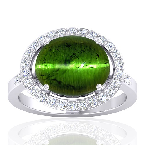 14 White Gold 6.36 cts Tourmaline Gemstone Diamond Cocktail Women Engagement Ring