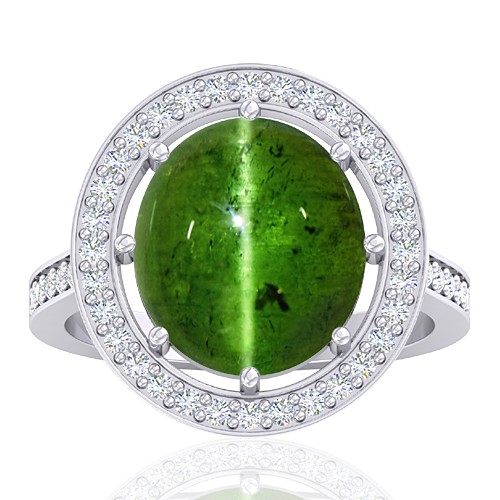 14 White Gold 6.55 cts Tourmaline Stone Diamond Vintage Engagement Designer Fine Jewelry Ring