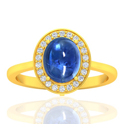 18K Yellow Gold 2.81 cts Sapphire Stone DiamondWomen Wedding Designer Fine Jewelry Ring